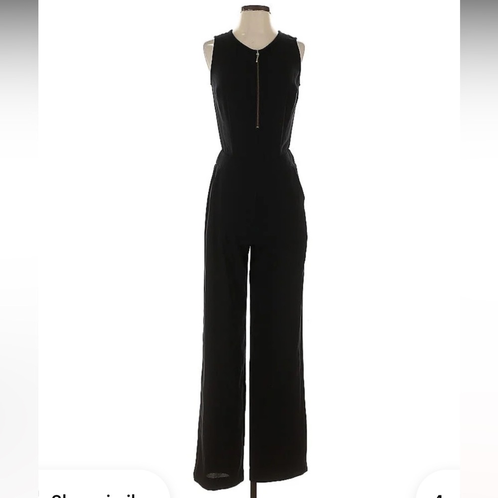 Cabi Black Jumpsuit with Gold Zipper Detail